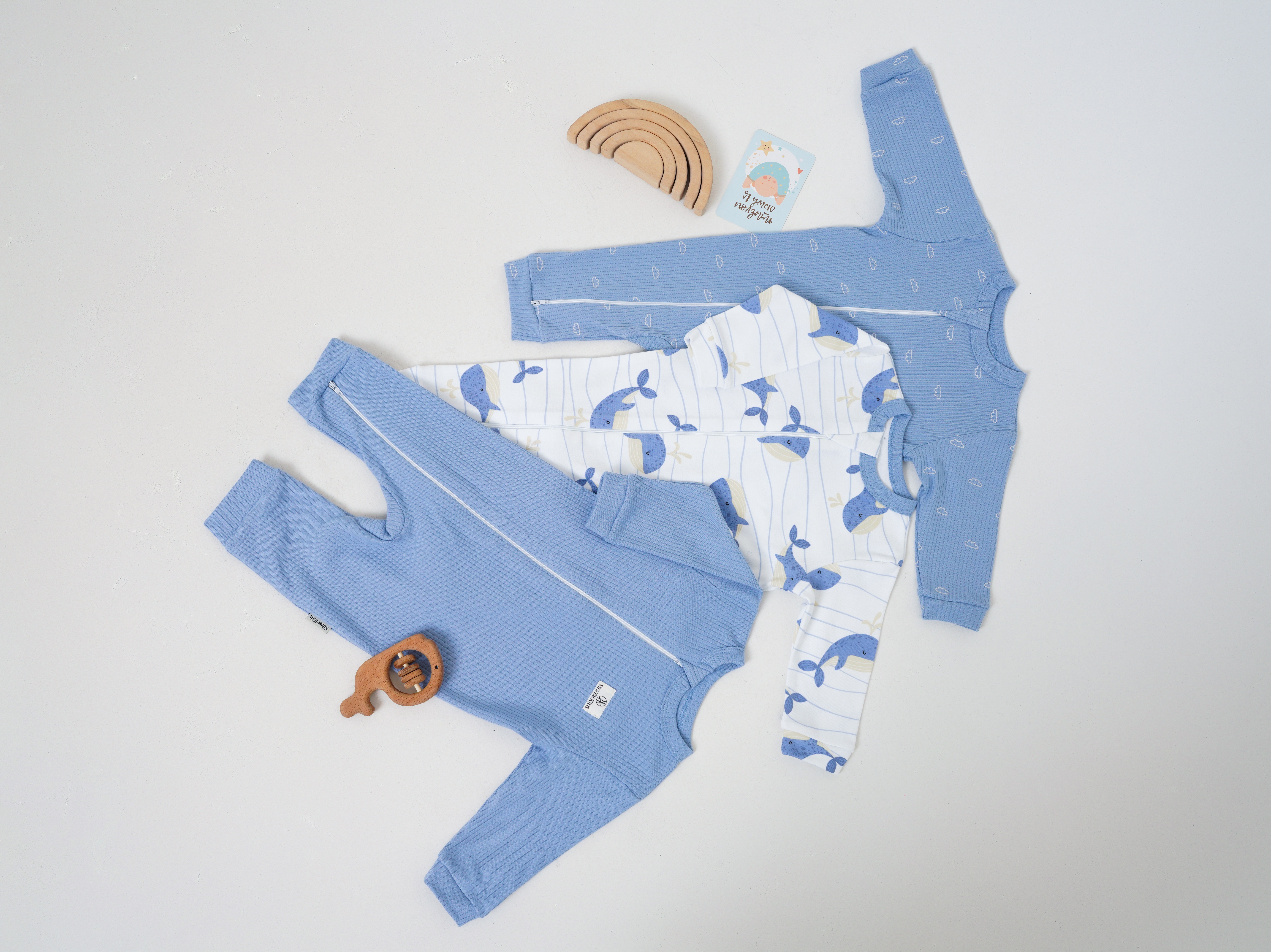 Комбинезон-слип на молнии 3 штуки «Silver kids»