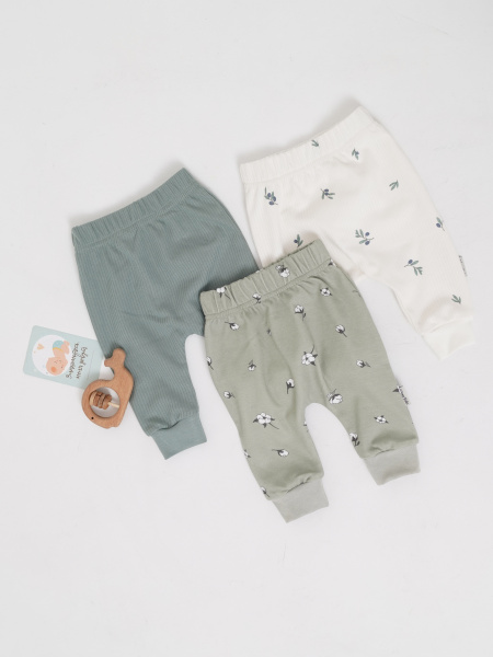 Штанишки 3 штуки «Silver kids» (74, Оливковый рай)