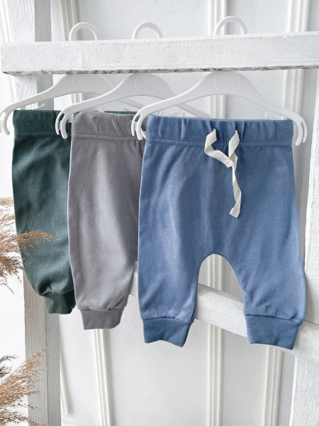 Штанишки на завязках 3 штуки «Silver kids» (62, серо-голубой,светлый хаки, серый)