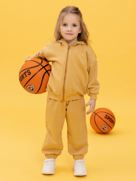 Толстовка с капюшоном на молнии детская “Silver Team” (86, Кэмэл)