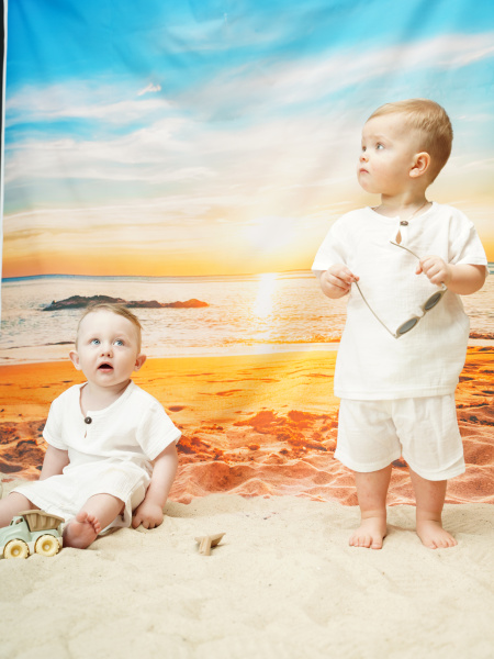 Костюм из муслина 2 предмета (футболка, шорты) (Рост 100, Белый)