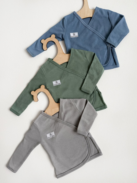 Кофточка-кимоно 3 штуки "Silver Kids" (56, серо-голубой,светлый хаки, серый)